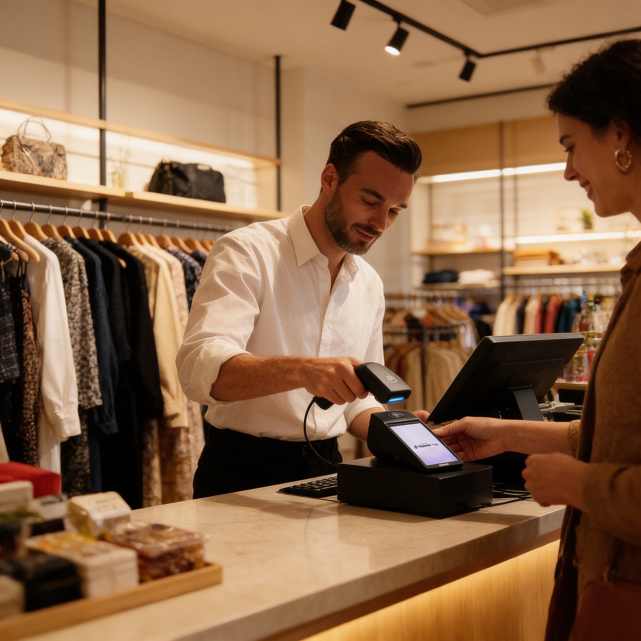 Customer paying at a retail store counter