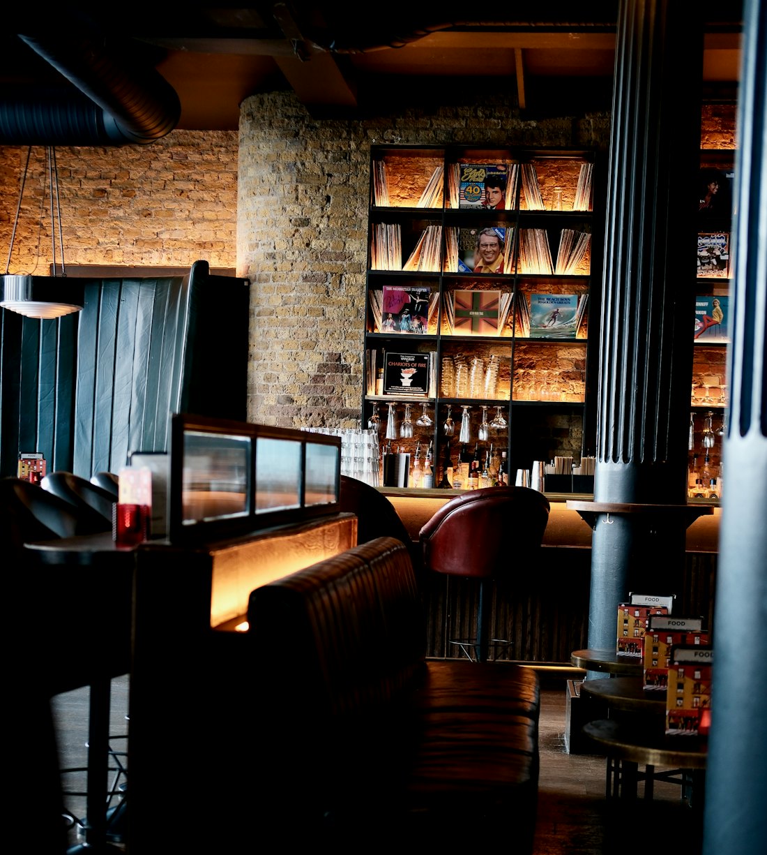 A booth set for guests in a bar
